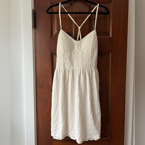 American Eagle Outfitters Cream Spaghetti Strap Summer Dress